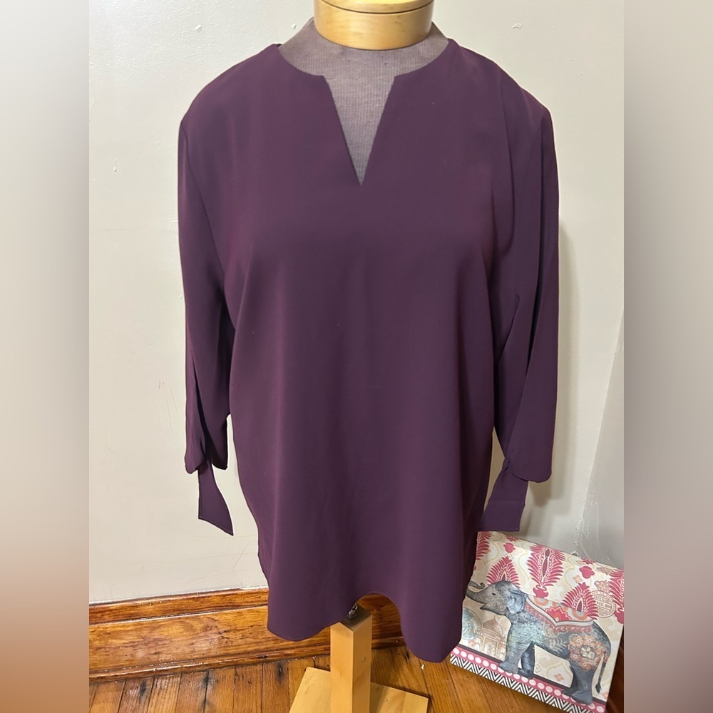 Chico's Open‎ Sleeve With Tie Knot On Sleeves Plum Purple Popover size 16/18